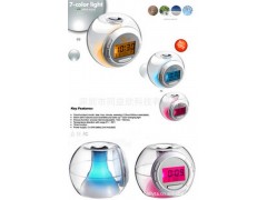 创意透明音乐七彩万年历变色夜光闹钟 自然声幻彩球电子闹钟图3