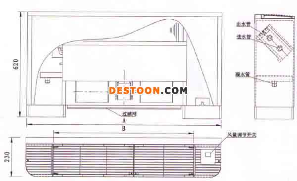 立式明装风机盘管结构尺寸图