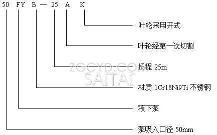 FY型液下泵型号意义图