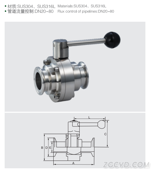 快装式蝶形手动球阀